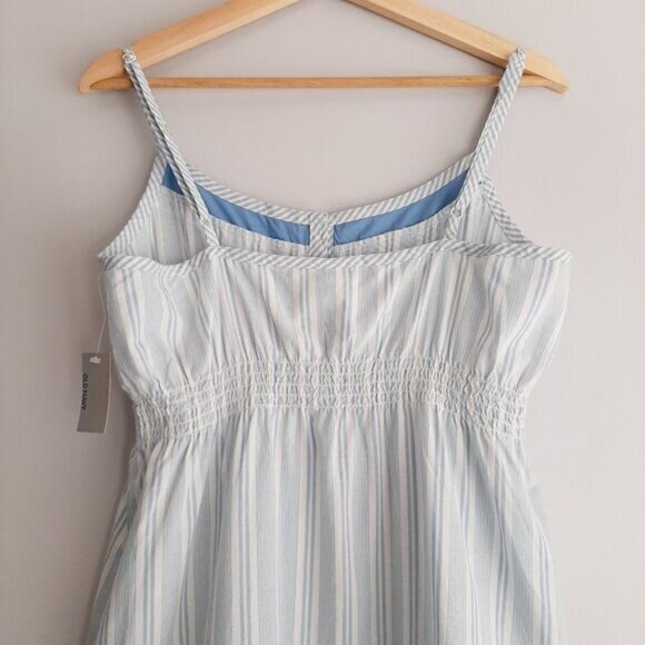 OLD NAVY | 100% Cotton Spaghetti Strap Mini Slip Night Gown PJ Stripe M Flawed - Picture 9 of 12